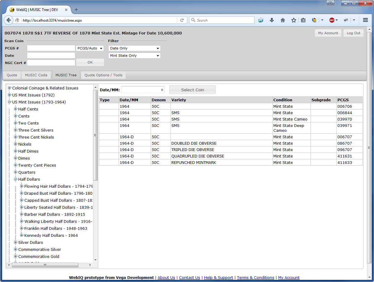 Vega Development-Custom web application for Collectors Universe