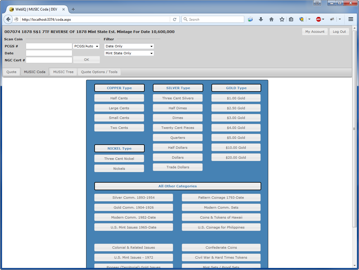 Vega Development-Custom web application for Collectors Universe